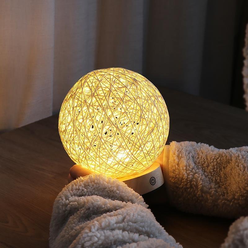 6-Inch LED Natural Wicker Rattan Table Lamp for Cozy Home Decor