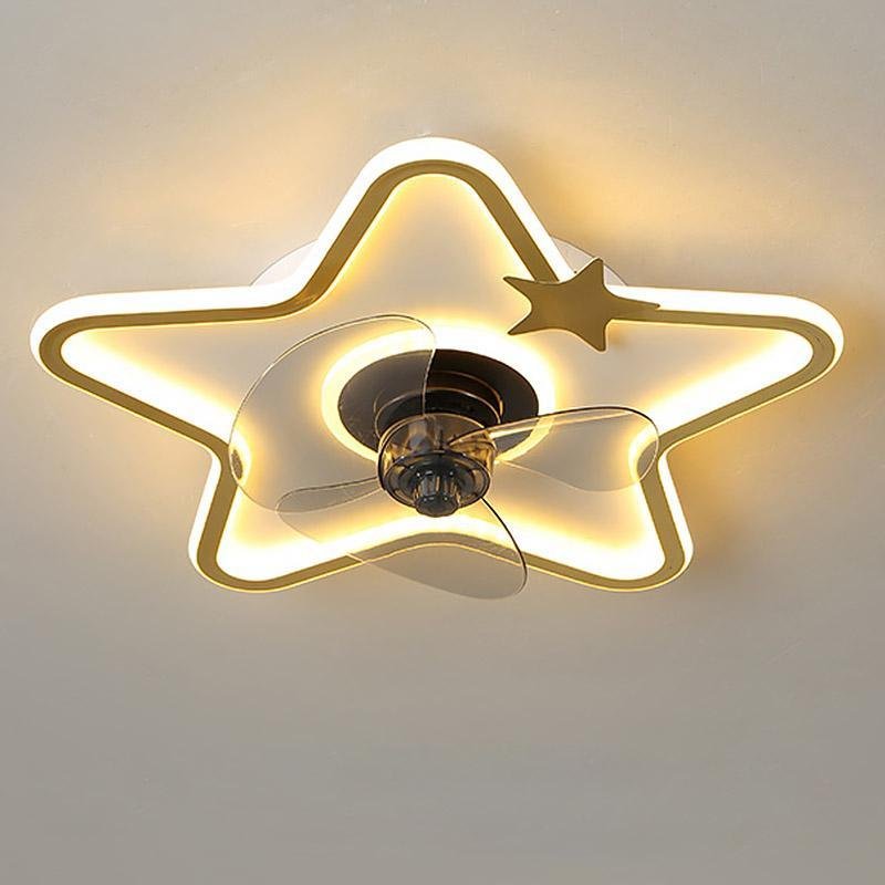 Colorful LED Star-Shaped Kids Ceiling Fan with Remote for Playroom