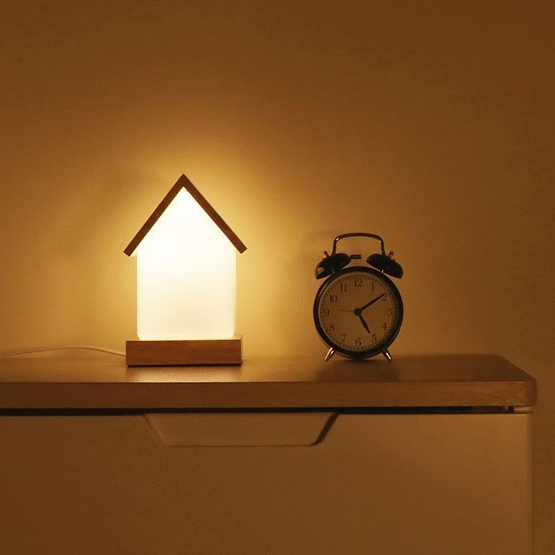Charming Wooden LED Night Light House Lamp for Kids' Bedroom Decor