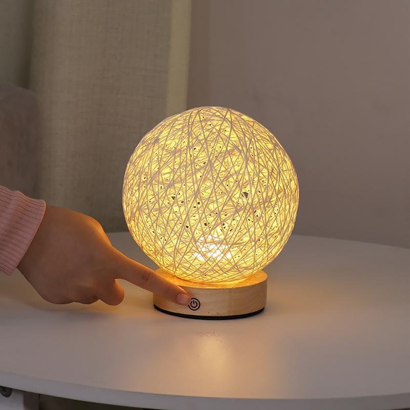 6-Inch LED Natural Wicker Rattan Table Lamp for Cozy Home Decor