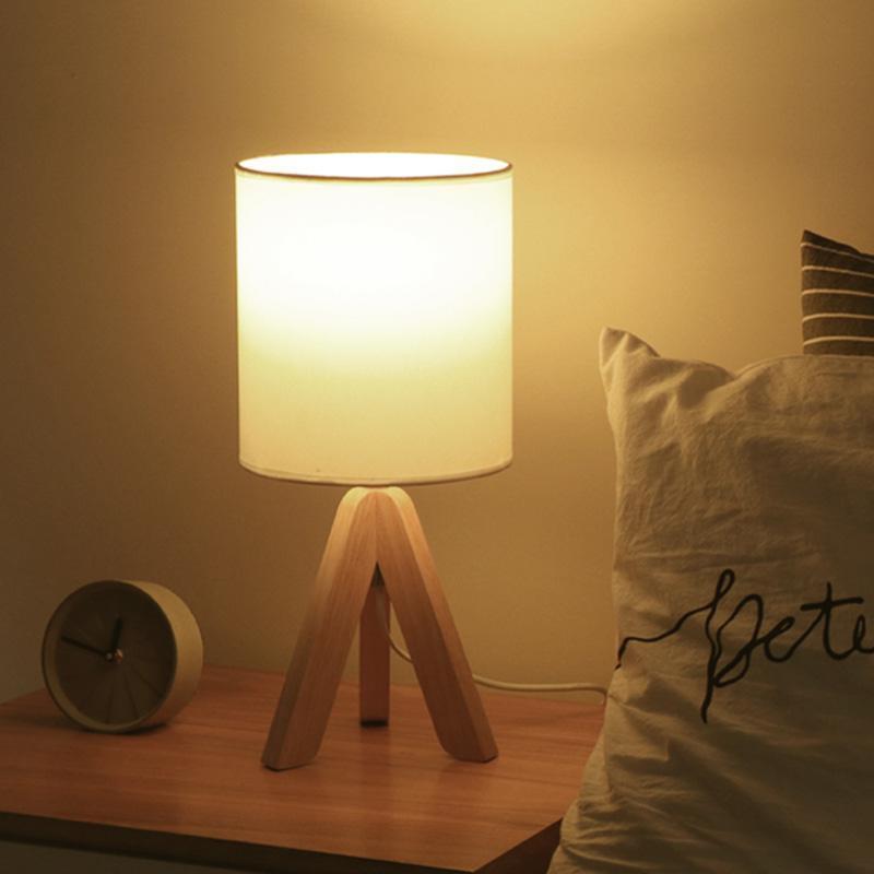 15-Inch Wood Modern Tripod Table Lamp for Stylish Living Room Decor