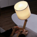 Rustic Adjustable LED Wooden Robot Table Lamp for Bedroom or Office