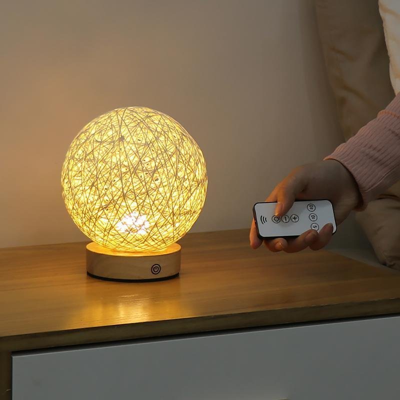 6-Inch LED Natural Wicker Rattan Table Lamp for Cozy Home Decor