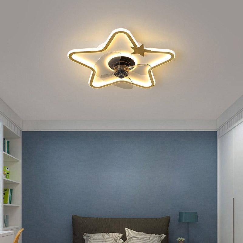 Colorful LED Star-Shaped Kids Ceiling Fan with Remote for Playroom