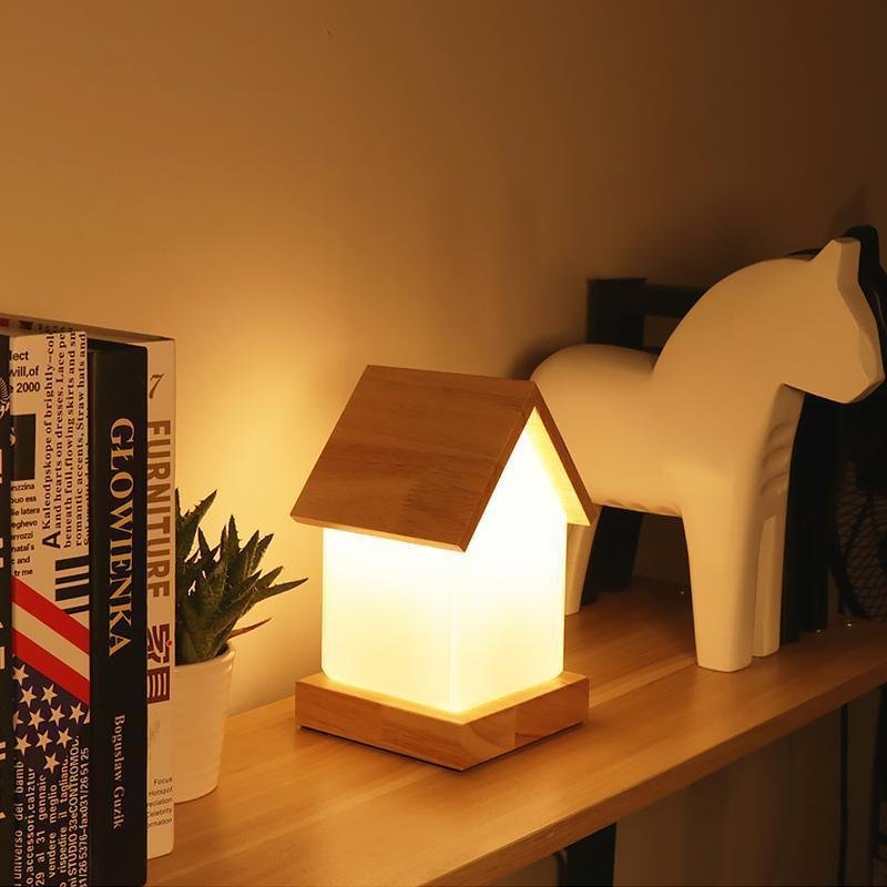 Charming Wooden LED Night Light House Lamp for Kids' Bedroom Decor