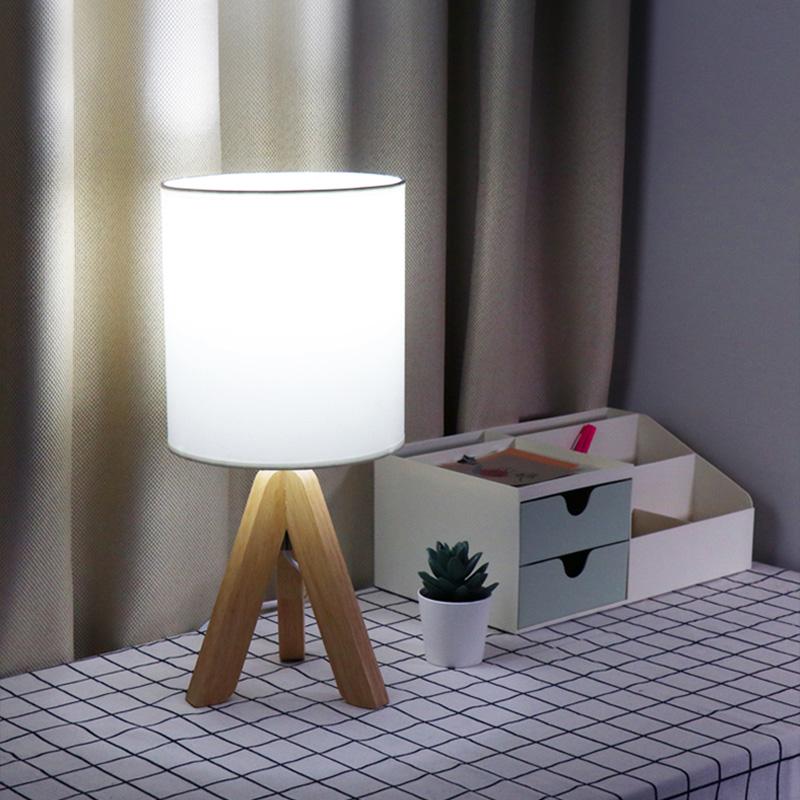 15-Inch Wood Modern Tripod Table Lamp for Stylish Living Room Decor