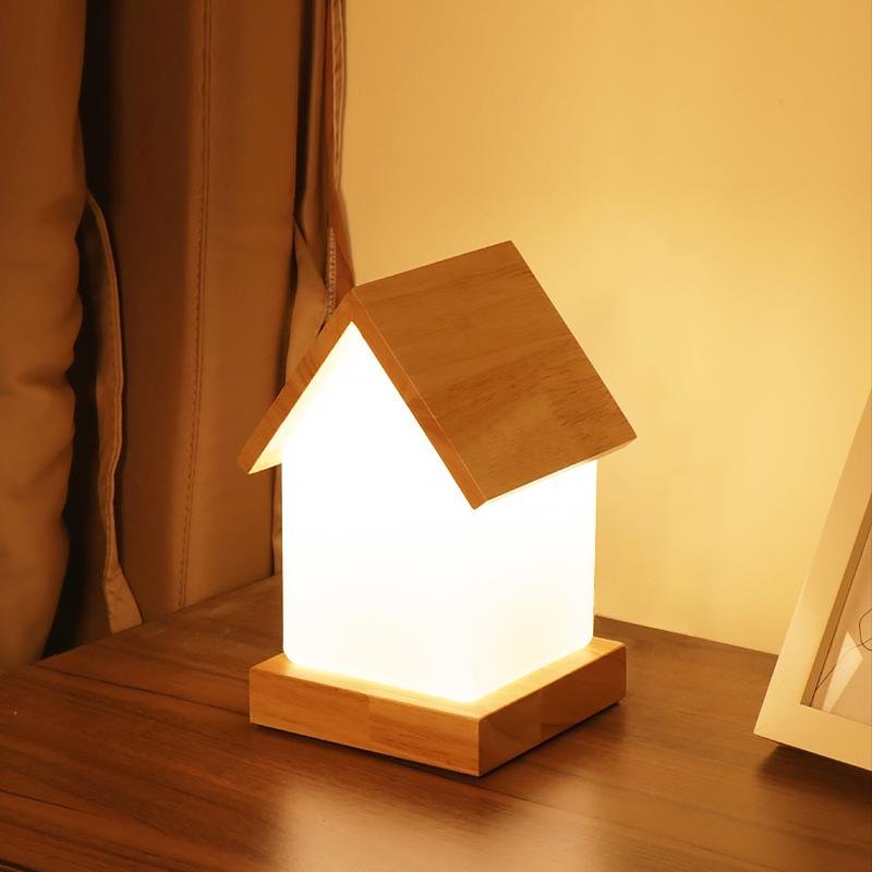 Charming Wooden LED Night Light House Lamp for Kids' Bedroom Decor
