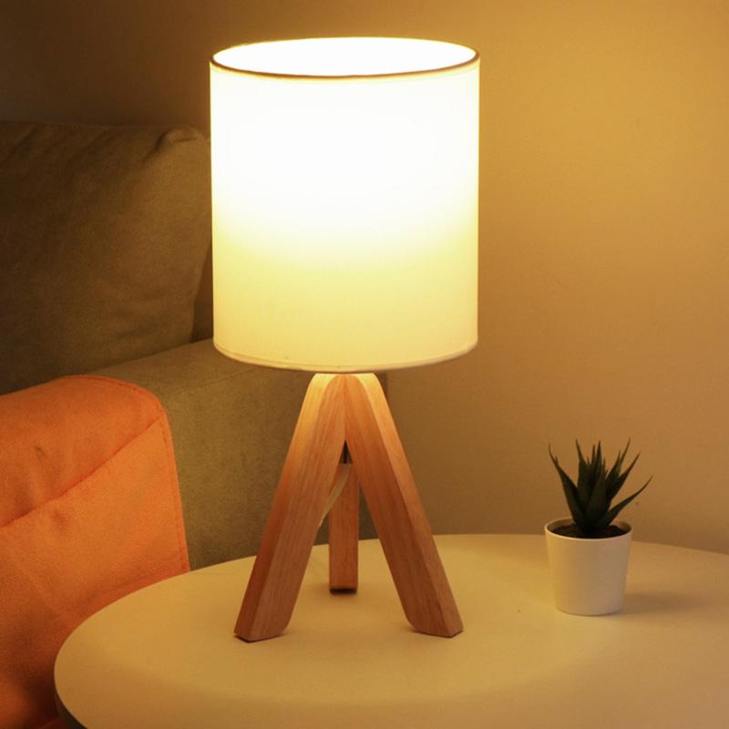 15-Inch Wood Modern Tripod Table Lamp for Stylish Living Room Decor