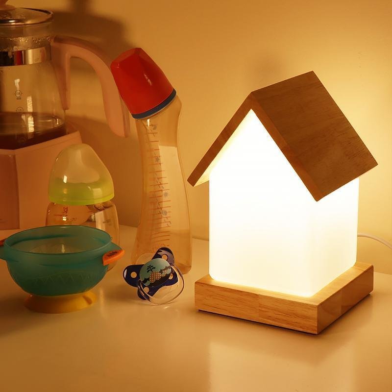 Charming Wooden LED Night Light House Lamp for Kids' Bedroom Decor