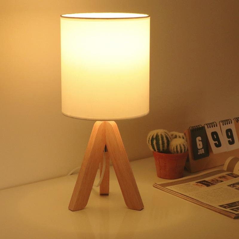 15-Inch Wood Modern Tripod Table Lamp for Stylish Living Room Decor
