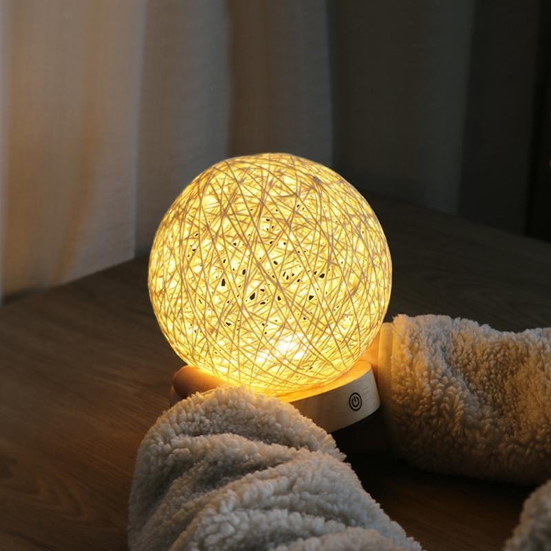 6-Inch LED Natural Wicker Rattan Table Lamp for Cozy Home Decor