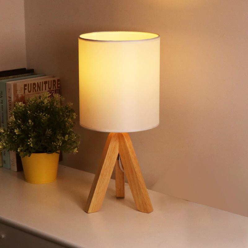 15-Inch Wood Modern Tripod Table Lamp for Stylish Living Room Decor