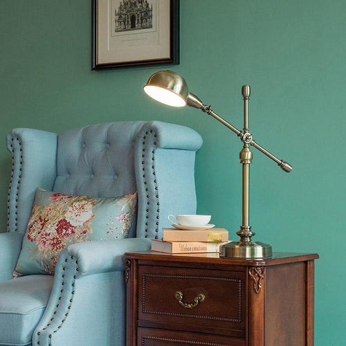 Antique Brass Adjustable Dome Desk Lamp with Flexible Arm for Home Office