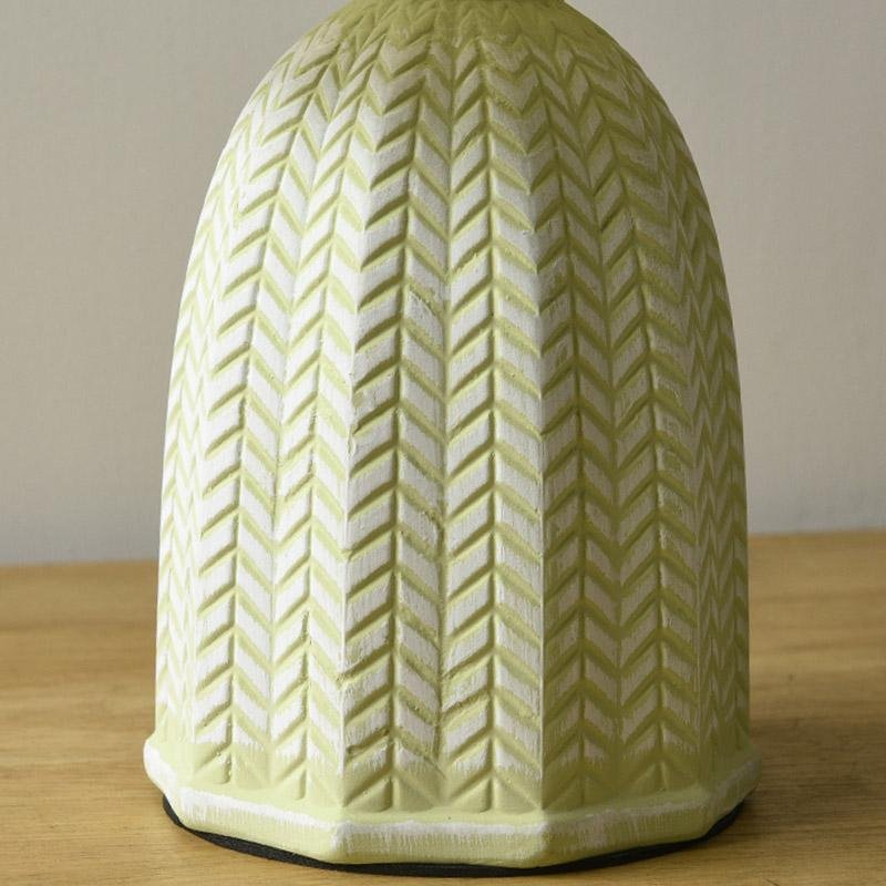 Rustic White Ceramic 1-Light Tapered Linen Shade Table Lamp for Living Room