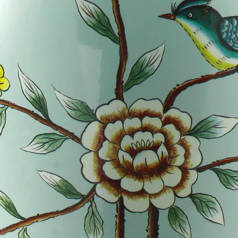 Vibrant 23" Porcelain Table Lamp with Oriental Bird Design for Living Room