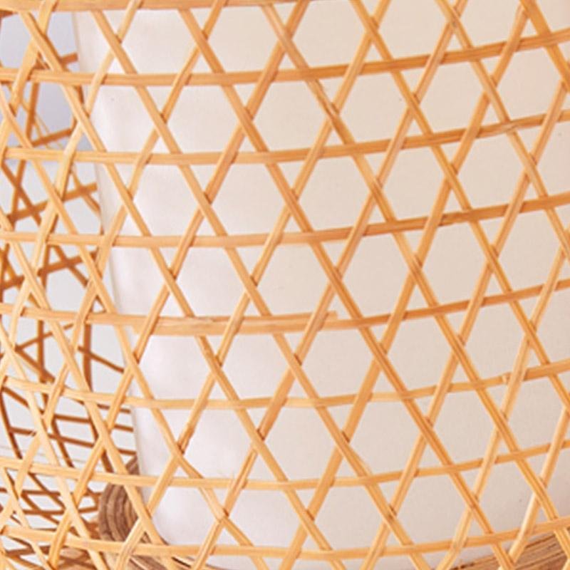 Rustic Bamboo Woven Table Lamp with LED Light & USB for Living Room