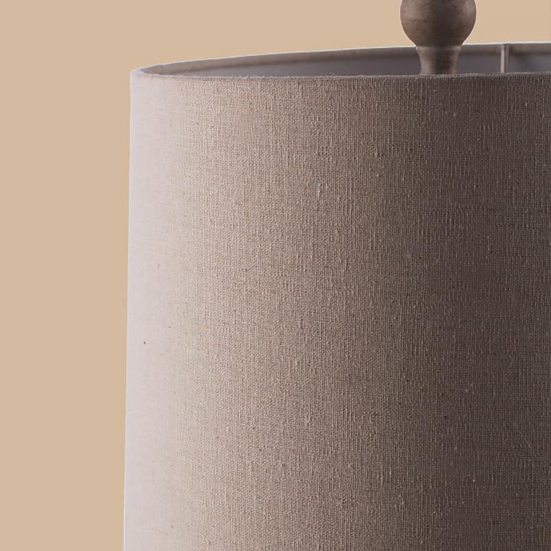 Rustic Oatmeal Fabric Shade Rope Accent Table Lamp for Living Room
