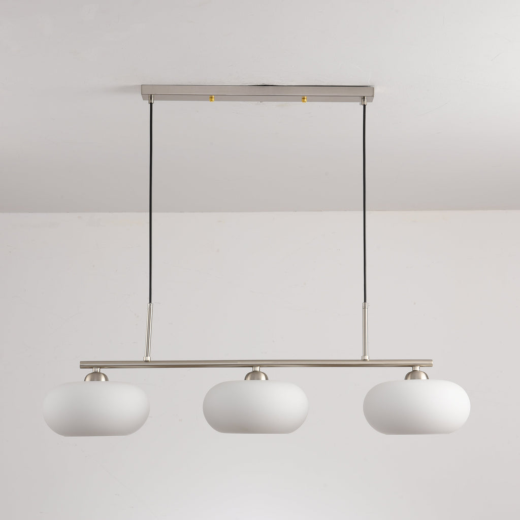 Elegant Persimmon Milk White Glass 3-Light Island Chandelier for Kitchen