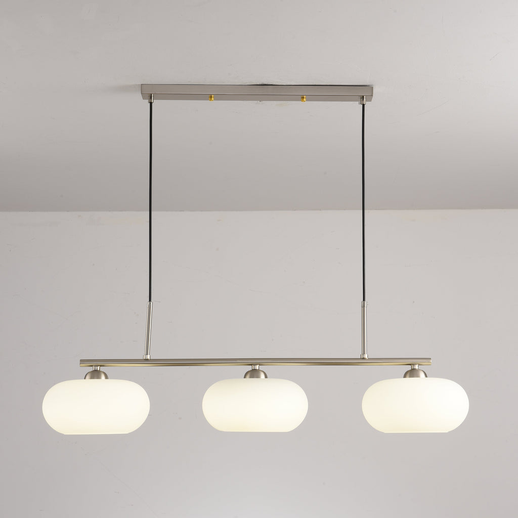 Elegant Persimmon Milk White Glass 3-Light Island Chandelier for Kitchen