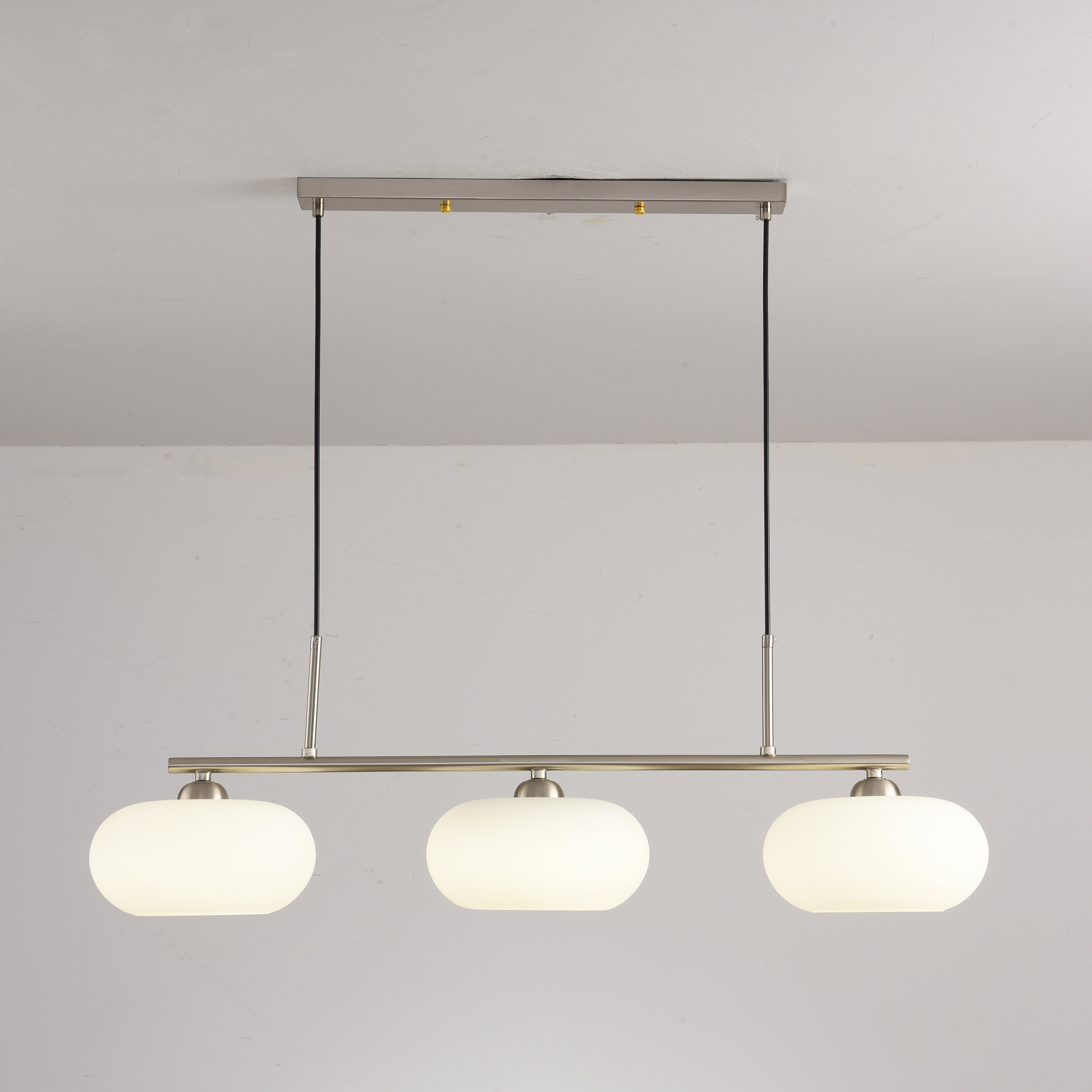 Elegant Persimmon Milk White Glass 3-Light Island Chandelier for Kitchen