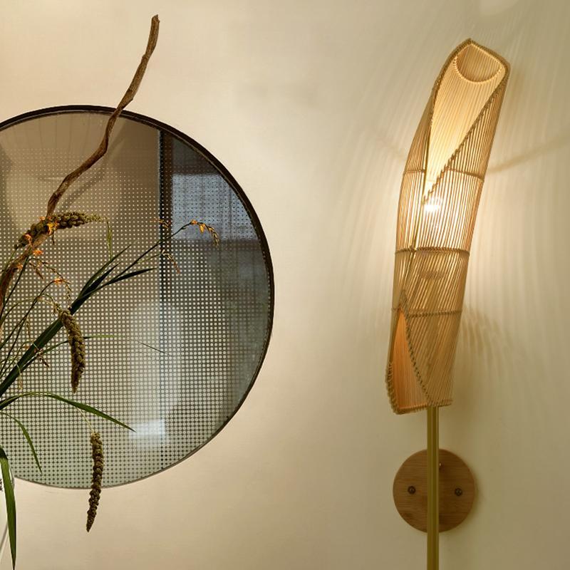 Organic Bamboo Wall Light Fixture – Eco-Friendly Design for Living Room