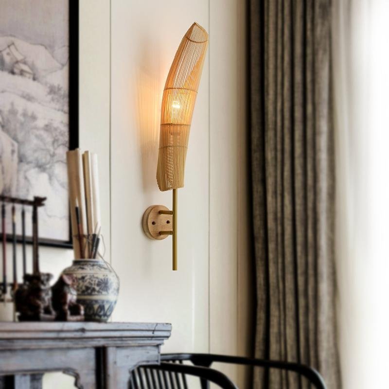 Organic Bamboo Wall Light Fixture – Eco-Friendly Design for Living Room