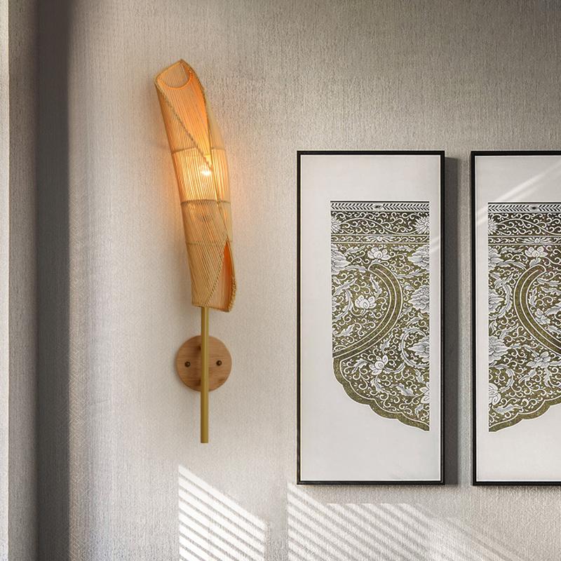 Organic Bamboo Wall Light Fixture – Eco-Friendly Design for Living Room