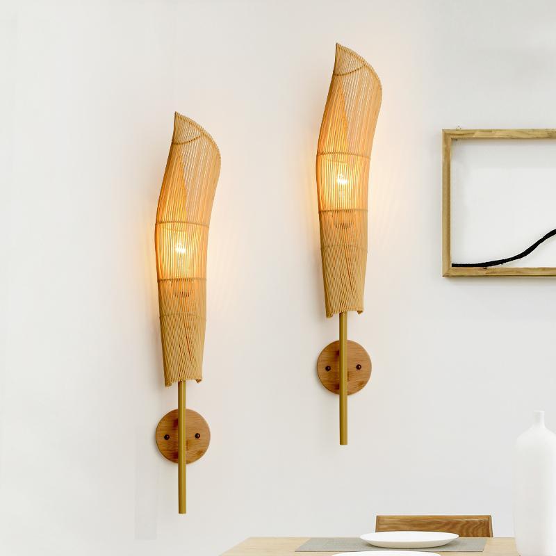 Organic Bamboo Wall Light Fixture – Eco-Friendly Design for Living Room