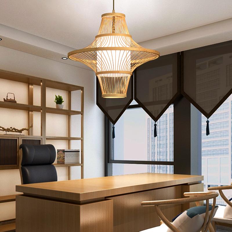 Burlywood Farmhouse Bamboo Pendant Light for Rustic Kitchen Décor