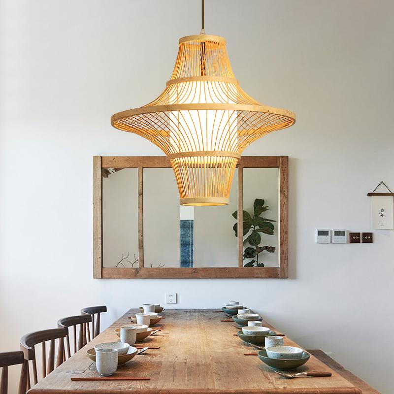 Burlywood Farmhouse Bamboo Pendant Light for Rustic Kitchen Décor
