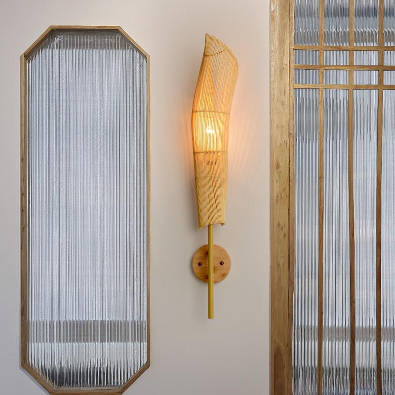 Organic Bamboo Wall Light Fixture – Eco-Friendly Design for Living Room