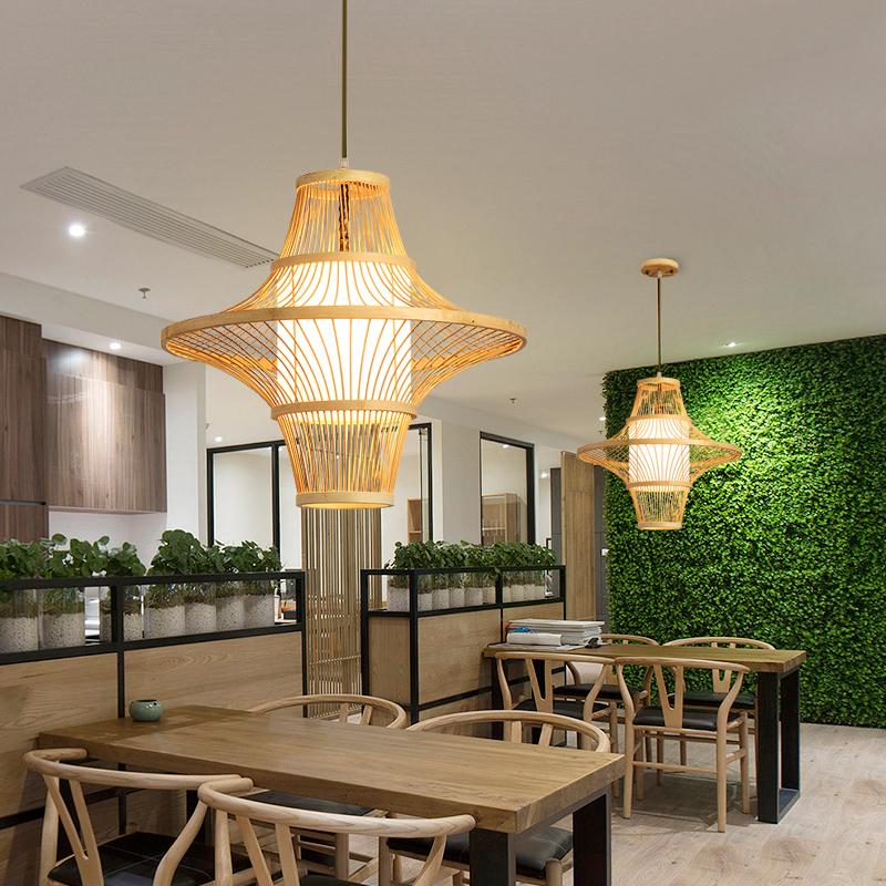 Burlywood Farmhouse Bamboo Pendant Light for Rustic Kitchen Décor