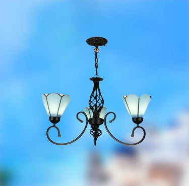 Elegant European Tiffany Glass Chandelier Pendant for Dining & Living Room