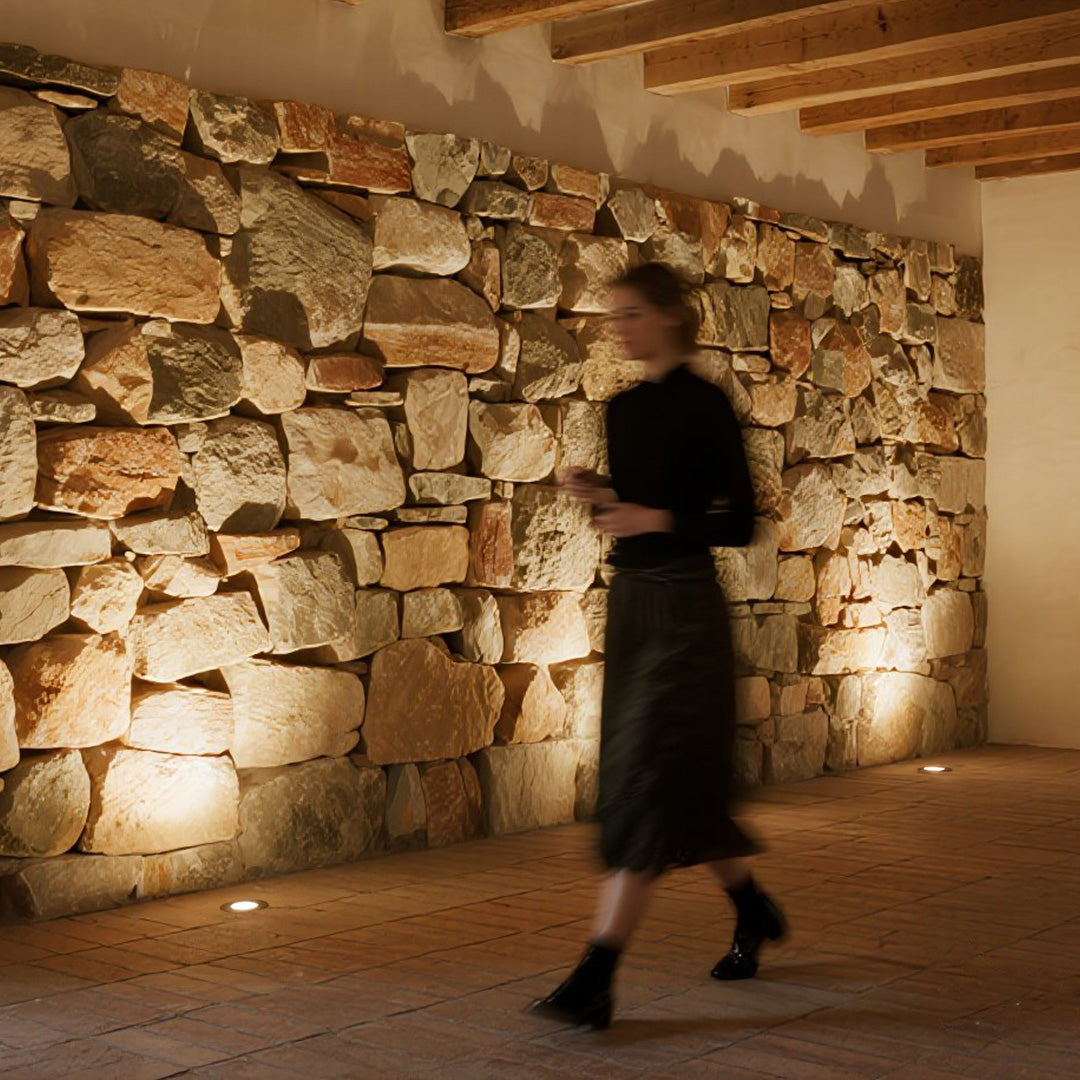 Sleek Minimalist White LED In-Ground Lights for Outdoor Garden Pathways