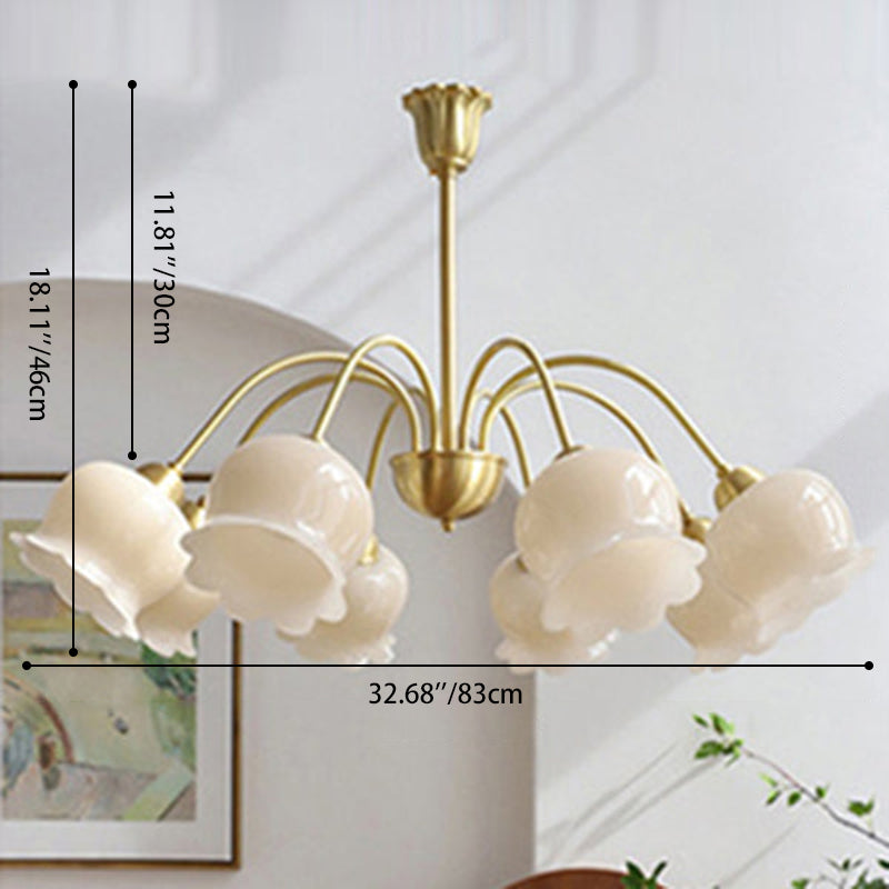 Elegant Brass Bellflower Chandelier with Resin Accents for Living Room