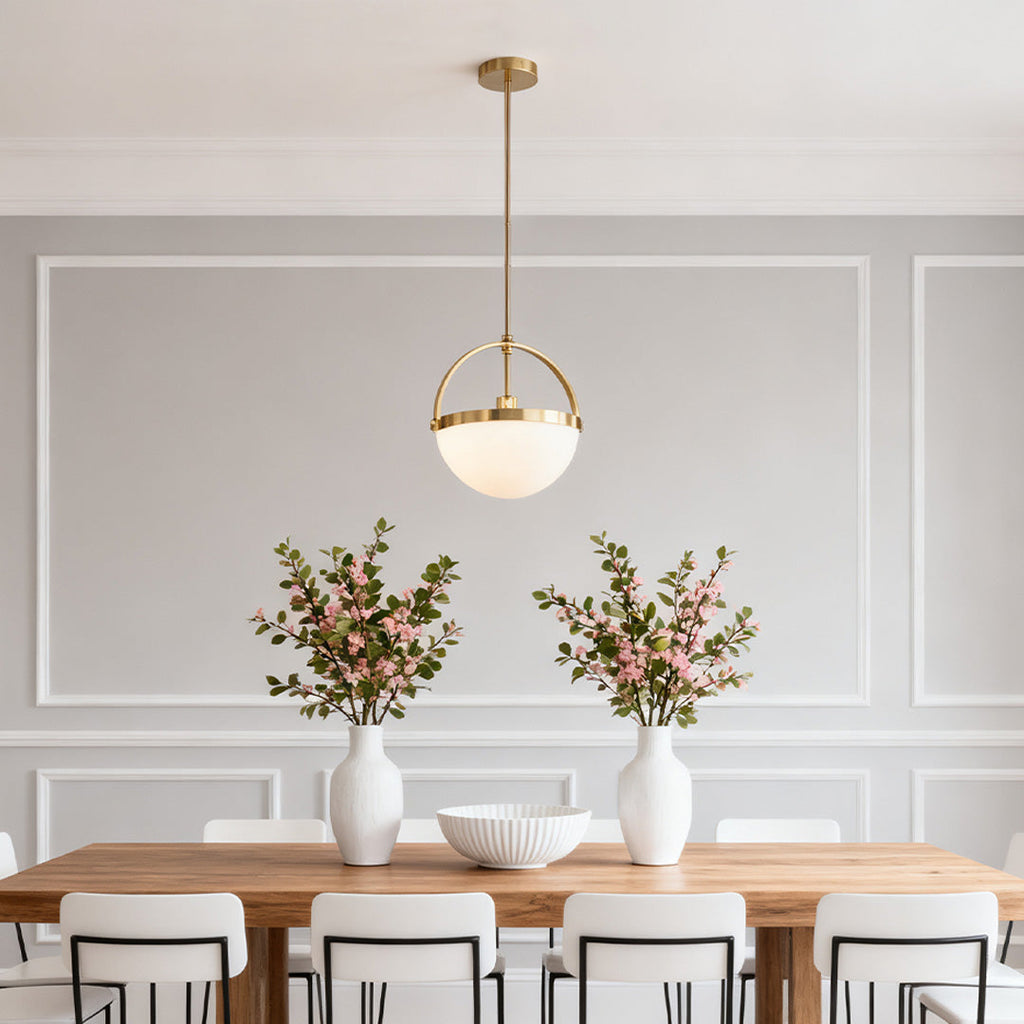 Minimalist Gold and White Pendant Light Fixture for Modern Ceiling Decor