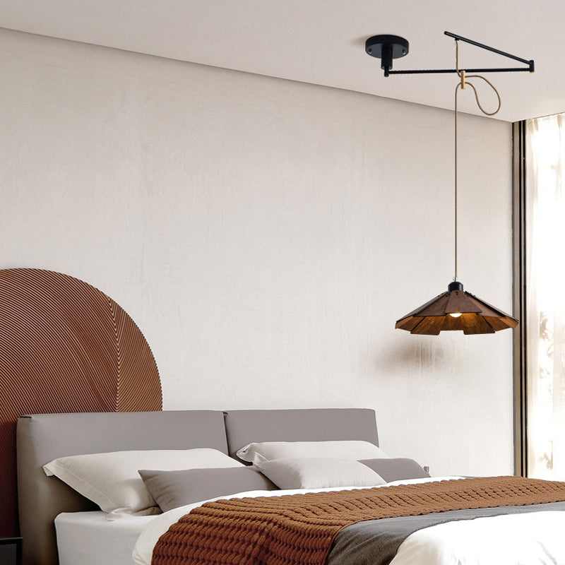 Dimmable Adjustable Swing Arm Pendant Light Fixture in Brushed Nickel