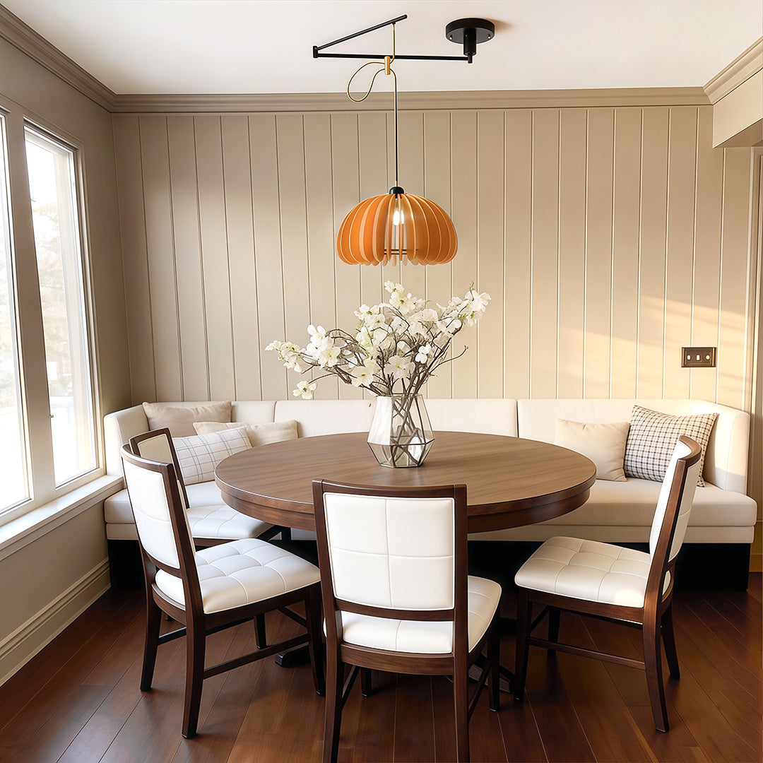 Dimmable Swing Arm Adjustable Modern Black Metal Pendant Light Fixture