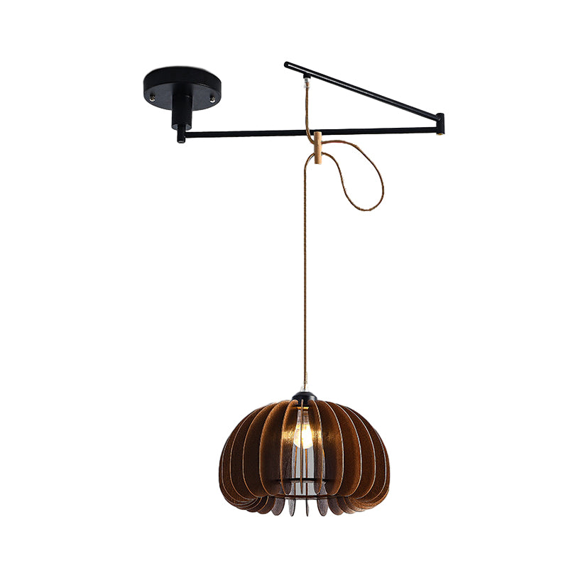 Dimmable Swing Arm Adjustable Modern Black Metal Pendant Light Fixture