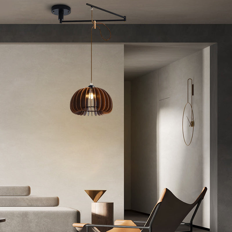 Dimmable Adjustable Swing Arm Pendant Light Fixture in Brushed Nickel