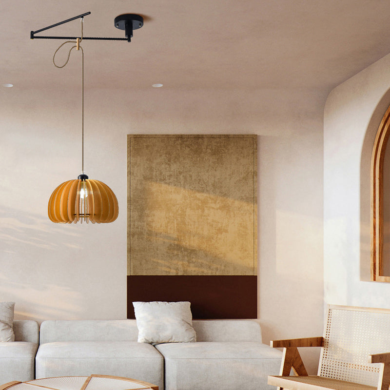 Dimmable Adjustable Swing Arm Pendant Light Fixture in Brushed Nickel