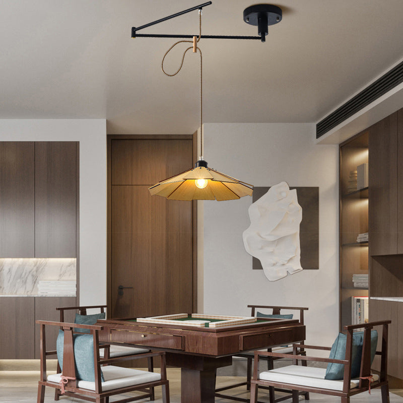 Dimmable Adjustable Swing Arm Pendant Light Fixture in Brushed Nickel