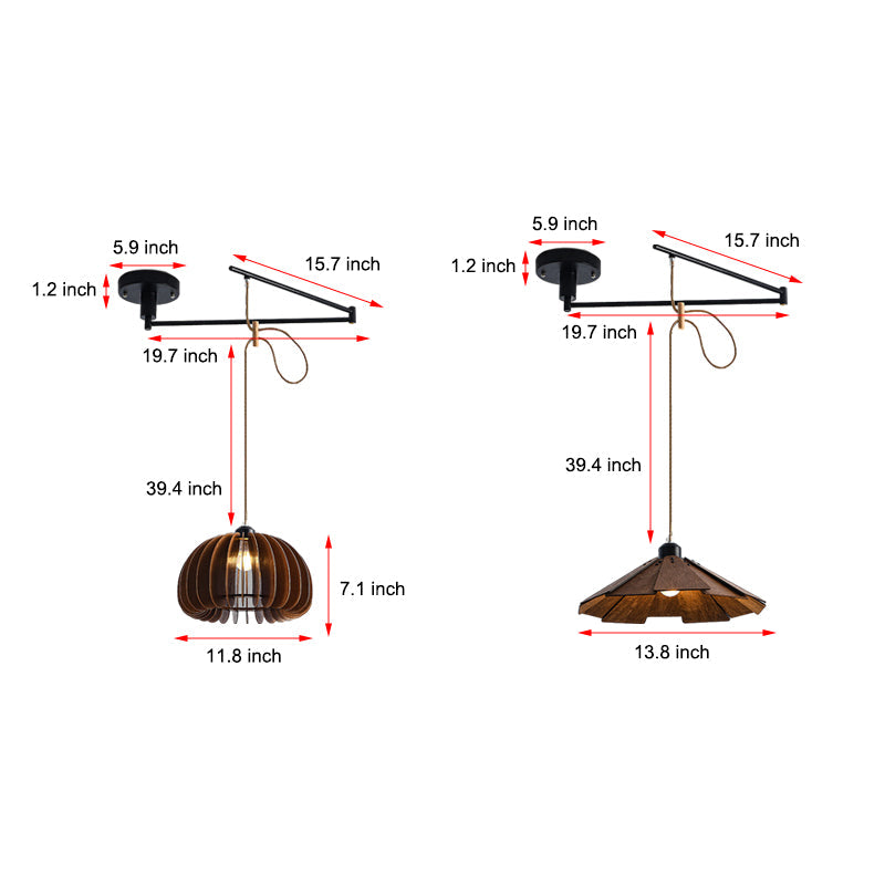 Dimmable Adjustable Swing Arm Pendant Light Fixture in Brushed Nickel