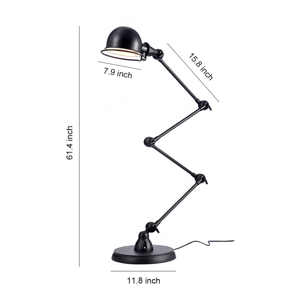 Industrial Black Metal Reading Floor Lamp for Living Room Illumination