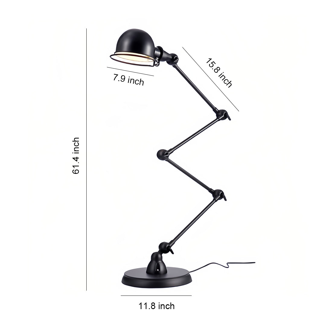 Industrial Black Metal Reading Floor Lamp for Living Room Illumination