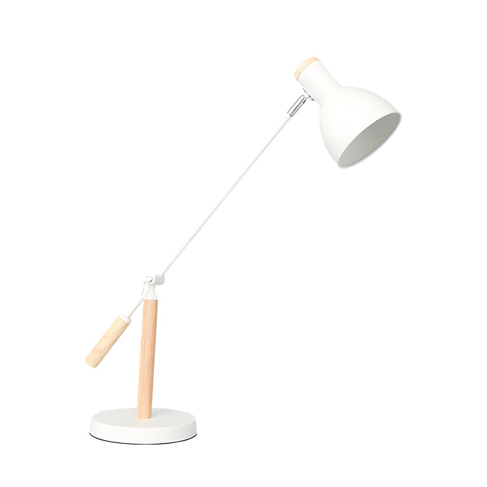 Modern Adjustable Wood & Metal Reading Desk Lamp for Home Office Space