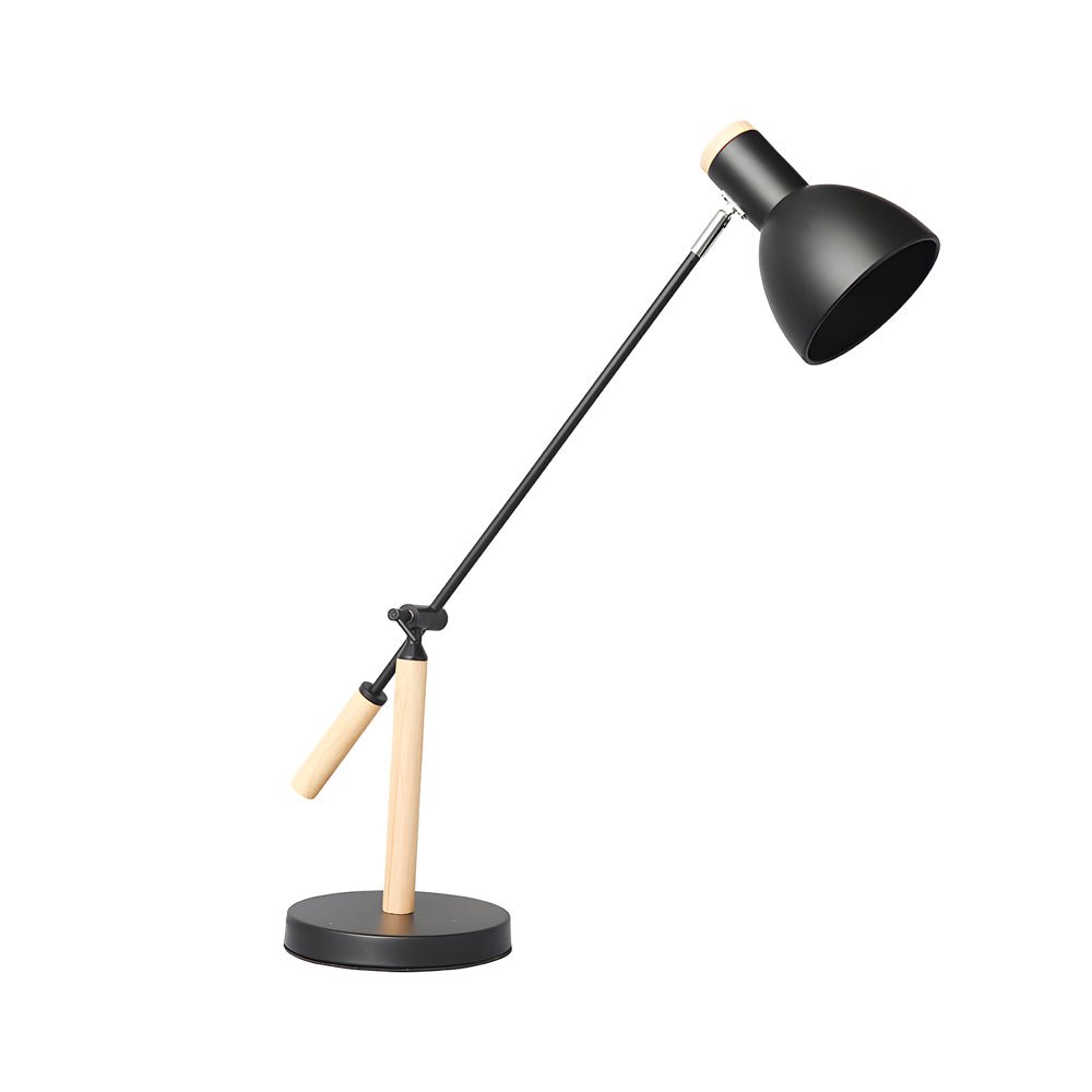 Modern Adjustable Wood & Metal Reading Desk Lamp for Home Office Space