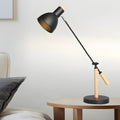 Modern Adjustable Wood & Metal Reading Desk Lamp for Home Office Space
