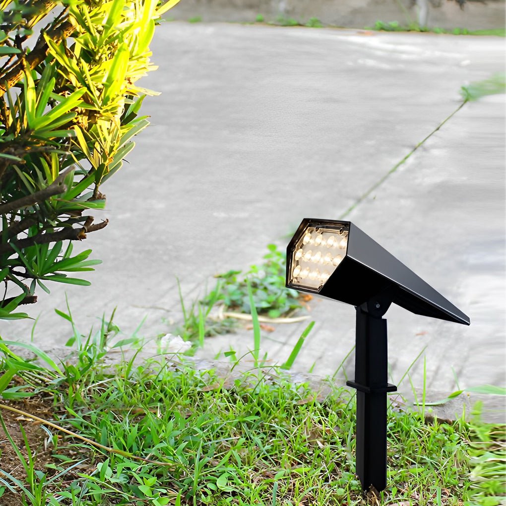 Adjustable Angle Solar LED Spotlight with Flood Spike for Garden & Patio