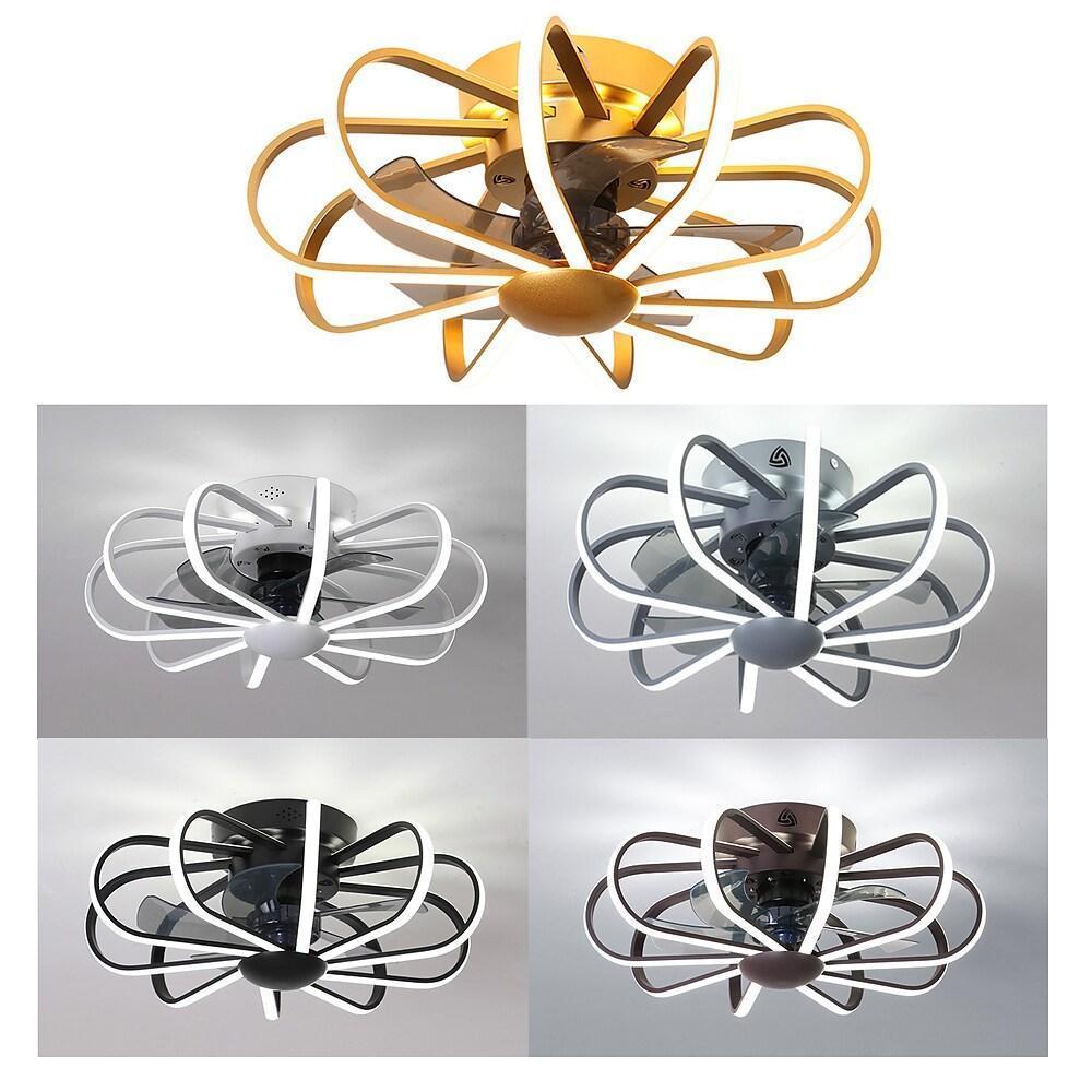 5-Blade Modern Black Ceiling Fan with LED Lights for Living Room
